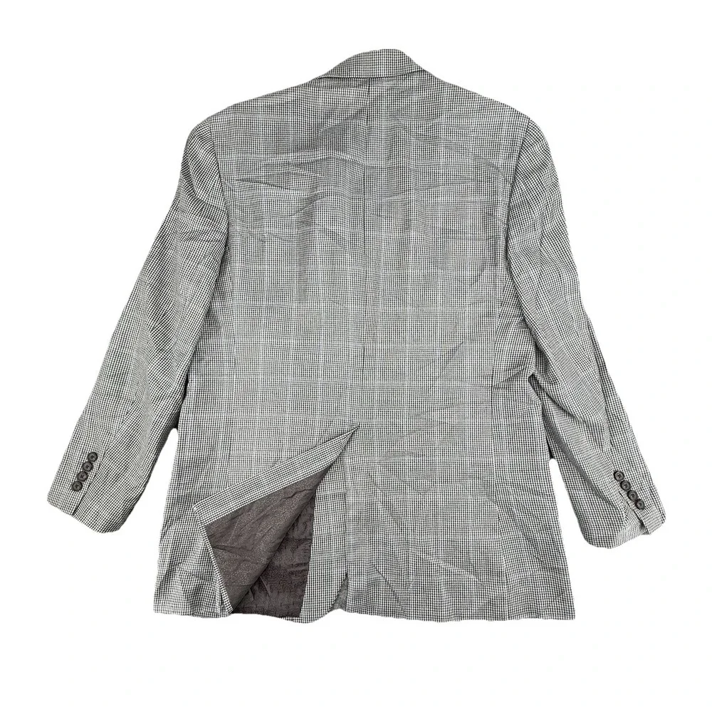 Ralph Lauren Sport‎ Jacket Mens 42L Wool Silk Cashmere Black Gray Micro Plaid